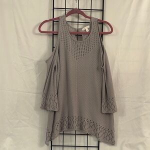 LC Lauren Conrad Taupe Knit Top open shoulders 3/4 sleeves XL Women’s